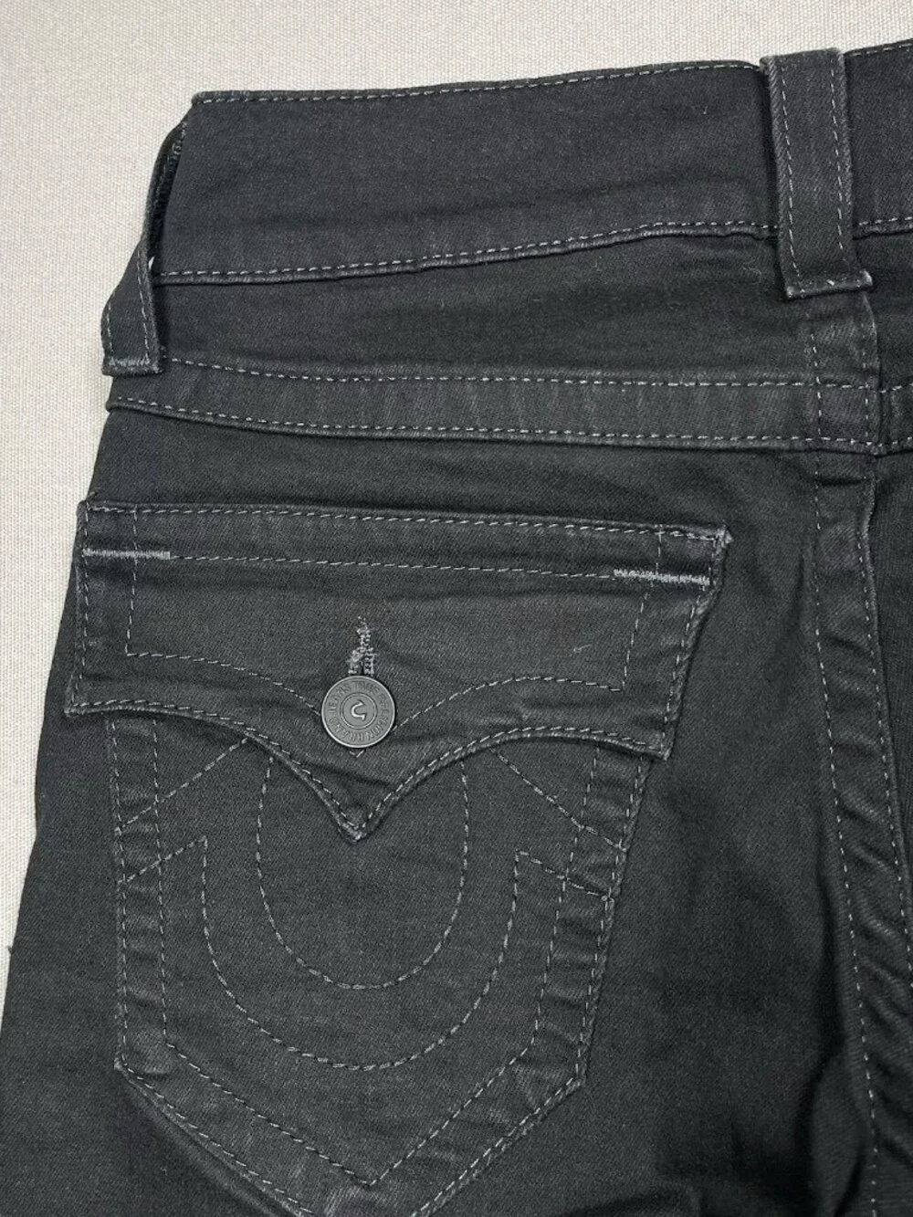 True Religion Rocco Relaxed Skinny Flap Pocket Black Jeans - Men Size 27 X 33